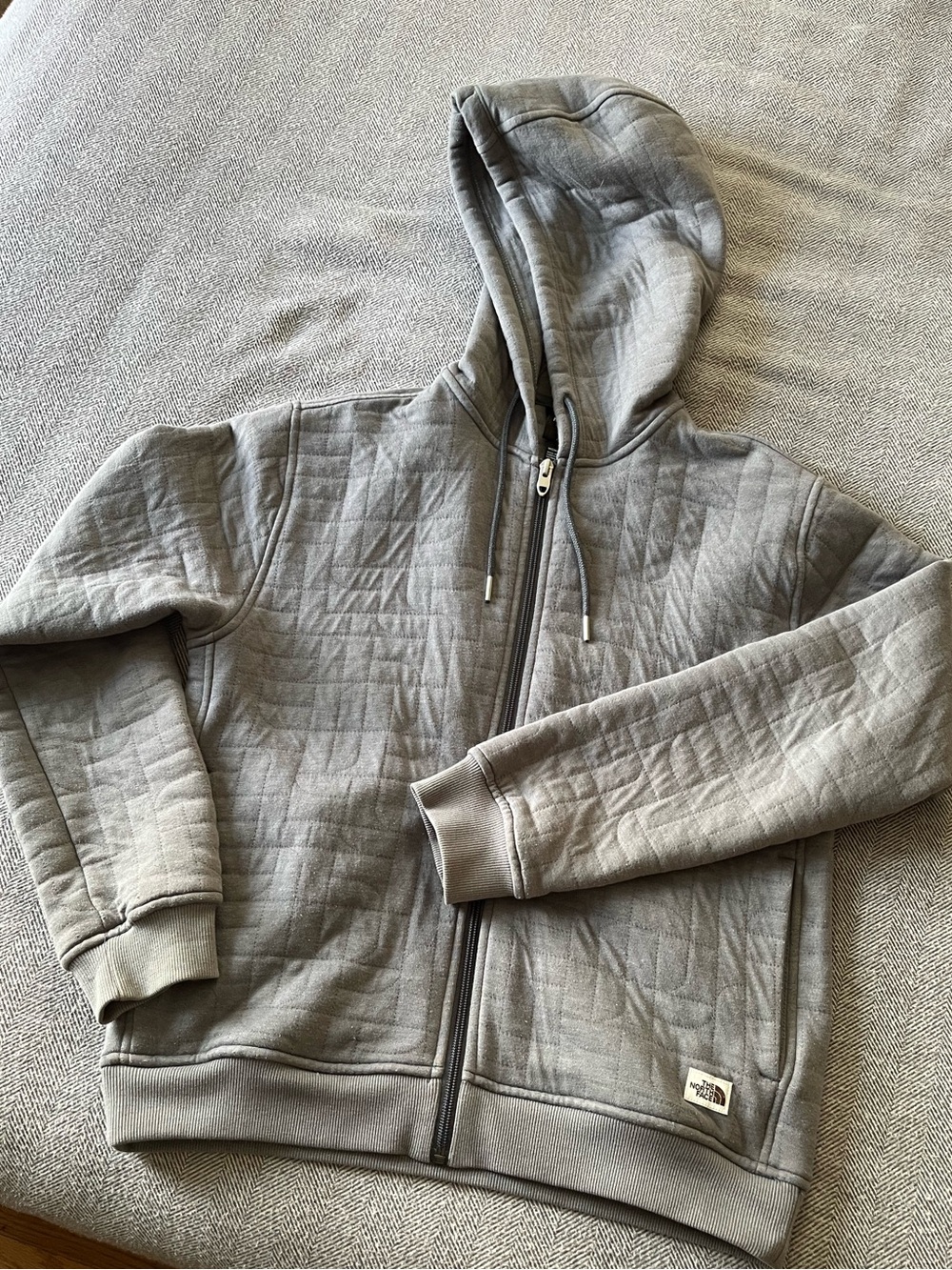 The North Face Quilted Gray Full-Zip Hoodie